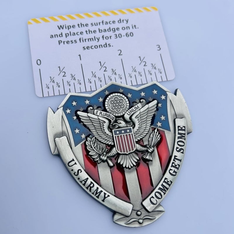 LWQLZY US Army Veteran Metal Car Emblem 3D Decals Shield Shape with Eagle, Enamel American Flag, 3M Adhesive, Car Medal Gift for Veterans and Military Supporters (US Army) - Image 4